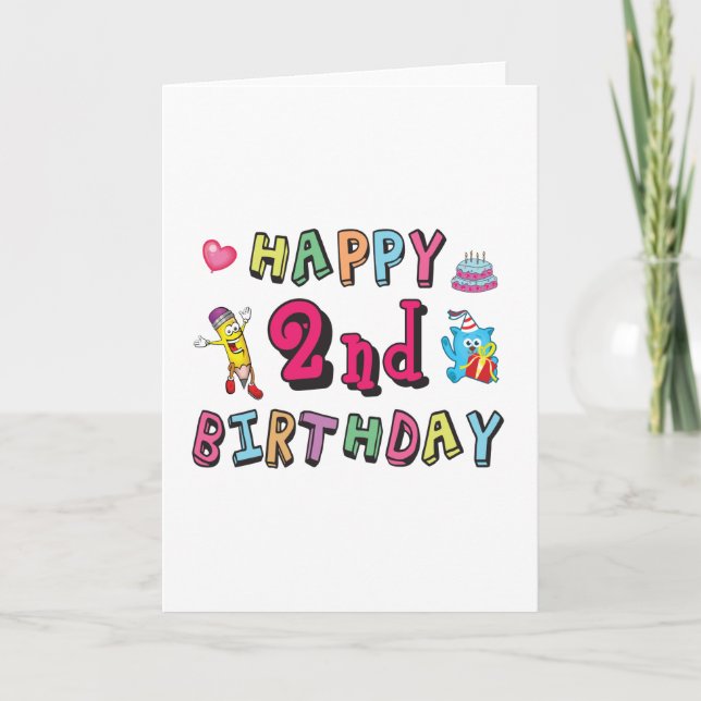 Carte Joyeux 2e anniversaire 2 an surprise (Devant)