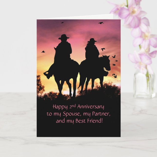 Carte Joyeux 2e anniversaire à mon meilleur pays ami (Orchidée)