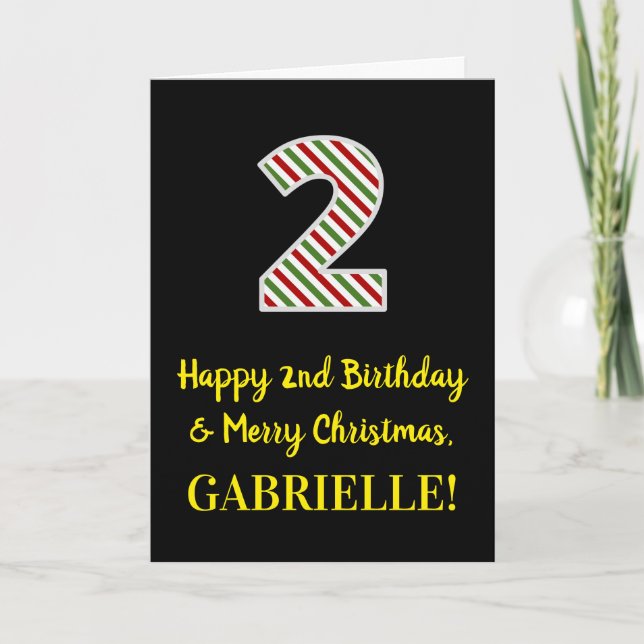 Carte Joyeux 2e anniversaire & Joyeux Noël, Nom personna (Devant)