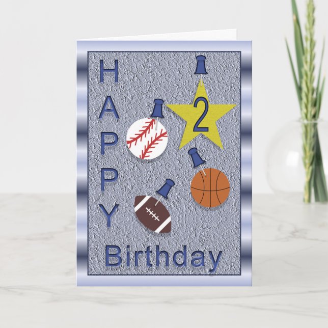 Carte Joyeux 2e anniversaire Sports Thème (Devant)