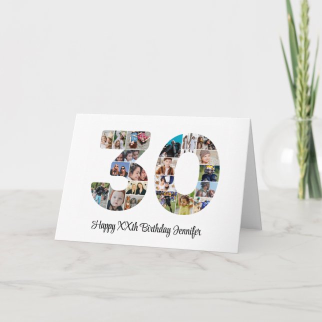 Carte Joyeux 30e anniversaire Numéro 30 Collage photo pe (Devant)