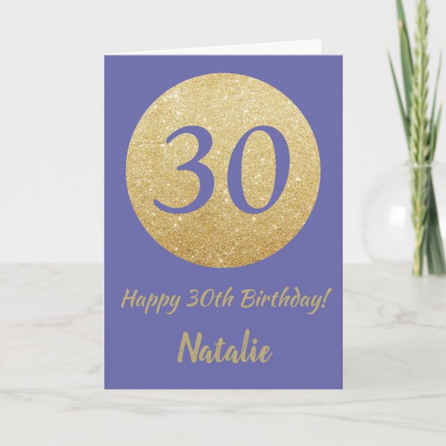 Carte Joyeux 30e anniversaire Very Peri et Parties scint (Devant)
