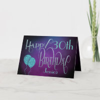 Joyeux 30ème Nom Purple Turquoise Anniversaire