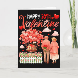Carte Joyeux 30ème Saint-Valentin Floral Couple Famille