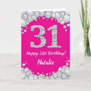 Carte Joyeux 31e anniversaire Hot rose Parties scintilla