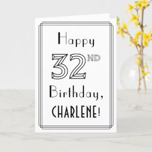 Carte Joyeux 32e anniversaire, style Art déco avec nom p