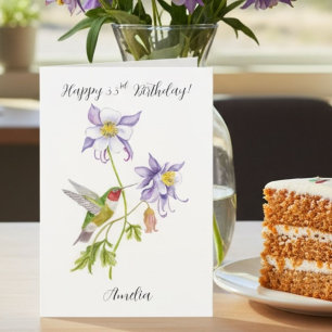 Carte Joyeux 33e anniversaire Columbine avec Hummingbird