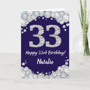 Carte Joyeux 33e anniversaire Marine Bleu et Parties sci