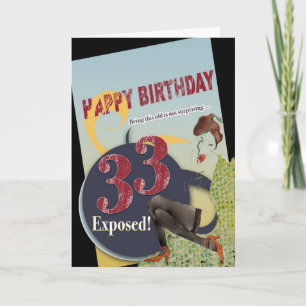 Carte Joyeux 33e anniversaire porté vintage flambeau vie
