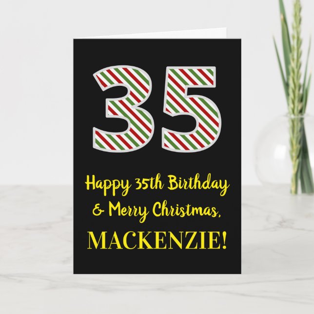 Carte Joyeux 35e anniversaire & Joyeux Noël, Nom personn (Devant)