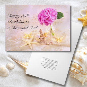 Carte Joyeux 35e anniversaire Peony avec coquillages