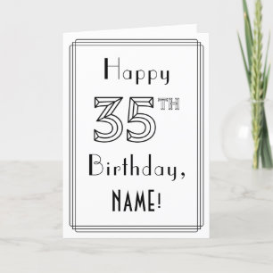 Carte Joyeux 35e anniversaire, style Art déco avec nom p