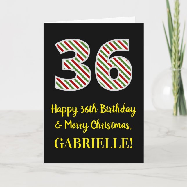 Carte Joyeux 36e anniversaire & Joyeux Noël, Nom personn (Devant)
