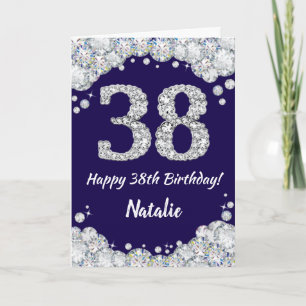 Carte Joyeux 38e anniversaire Marine Parties scintillant