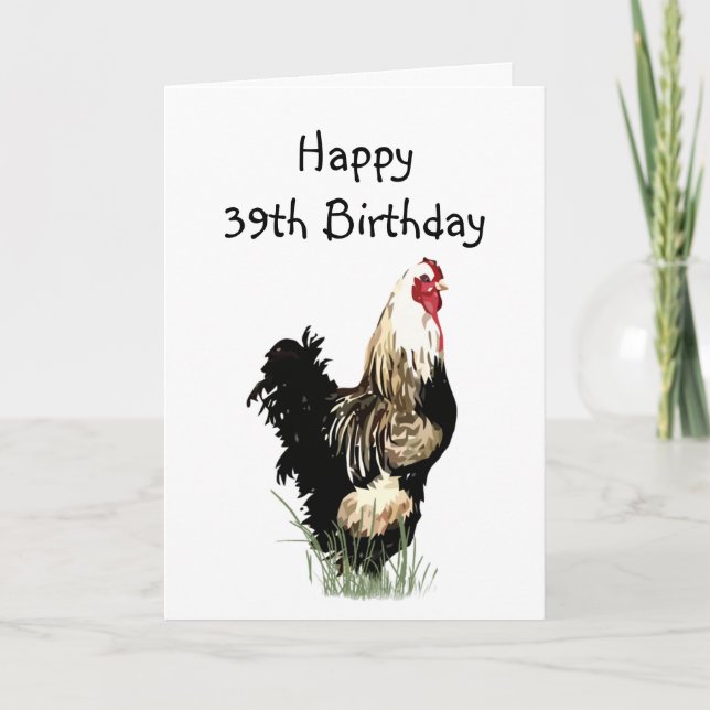 Carte Joyeux 39e Anniversaire Humour de Poussin Printani (Devant)
