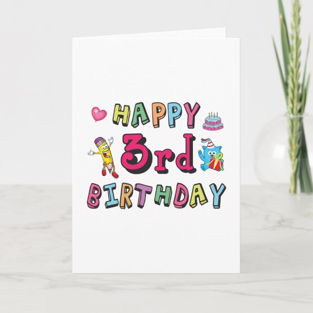 Carte Joyeux 3e anniversaire 3 ans voeux b jour (Devant)