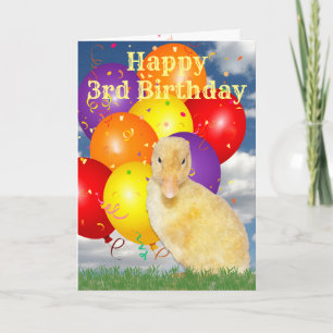 Carte Joyeux 3ème Anniversaire Canetons Ballons Colorés