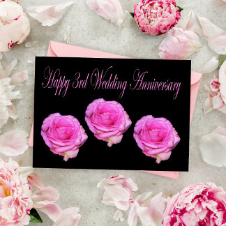 Carte Joyeux 3ème Anniversaire de Mariage aux Rose