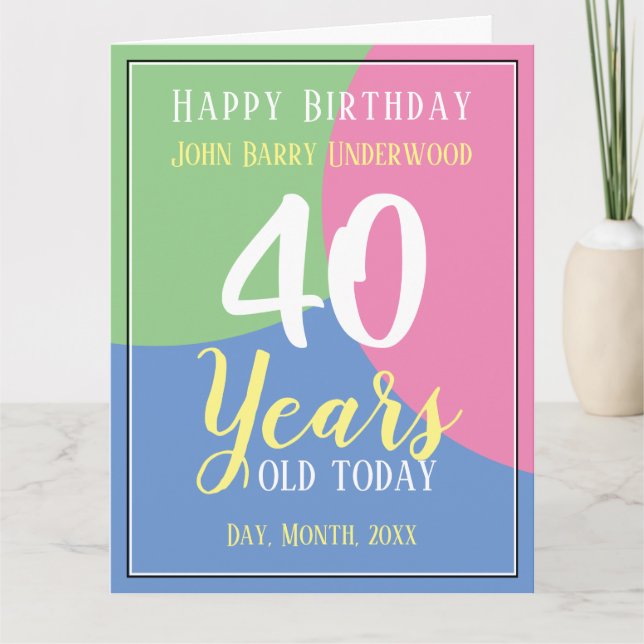 Carte Joyeux 40e anniversaire (Devant)