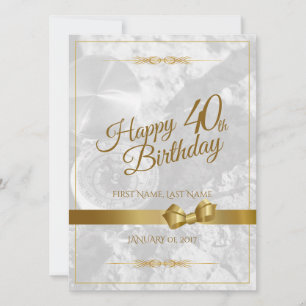 Carte Joyeux 40e anniversaire avec un ruban doré
