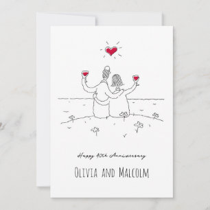 Carte Joyeux 40e anniversaire de Mariage Couple de coeur