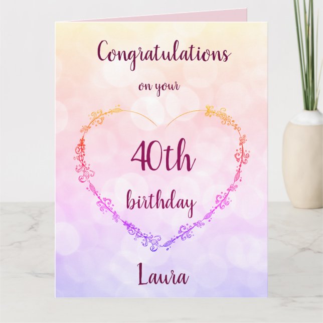 Carte Joyeux 40e anniversaire personnalisé (Devant)