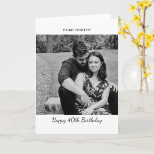 Carte Joyeux 40e anniversaire Photo personnalisée noir e