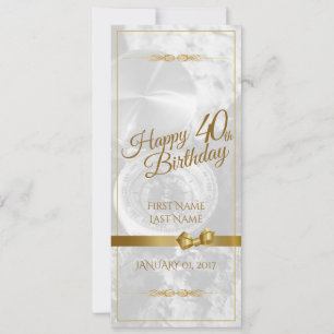 Carte Joyeux 40ème anniversaire avec arc en or