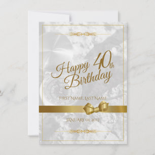 Carte Joyeux 40ème anniversaire avec arc en or