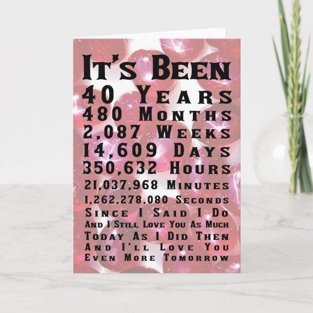 Carte Joyeux 40ème anniversaire de Ruby Mariage (Devant)