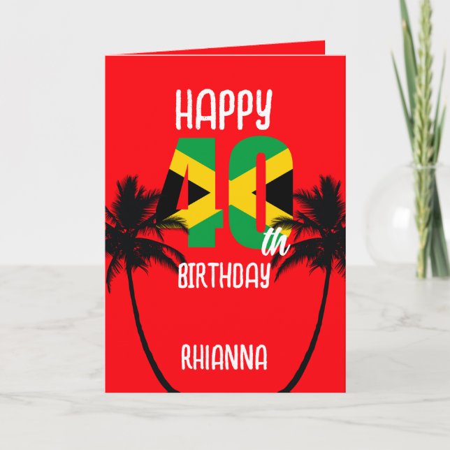 Carte Joyeux 40ème anniversaire en Jamaïque (Devant)
