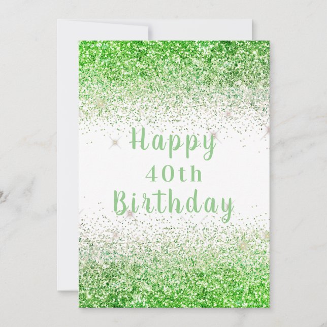 Carte Joyeux 40ème Bright Parties scintillant Typographi (Devant)