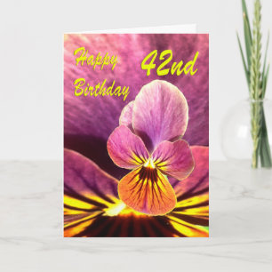 Carte Joyeux 42e Anniversaire Fleur Pensée