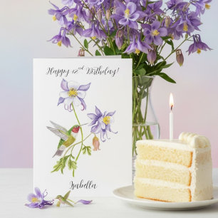 Carte Joyeux 42ème anniversaire Columbine avec Hummingbi