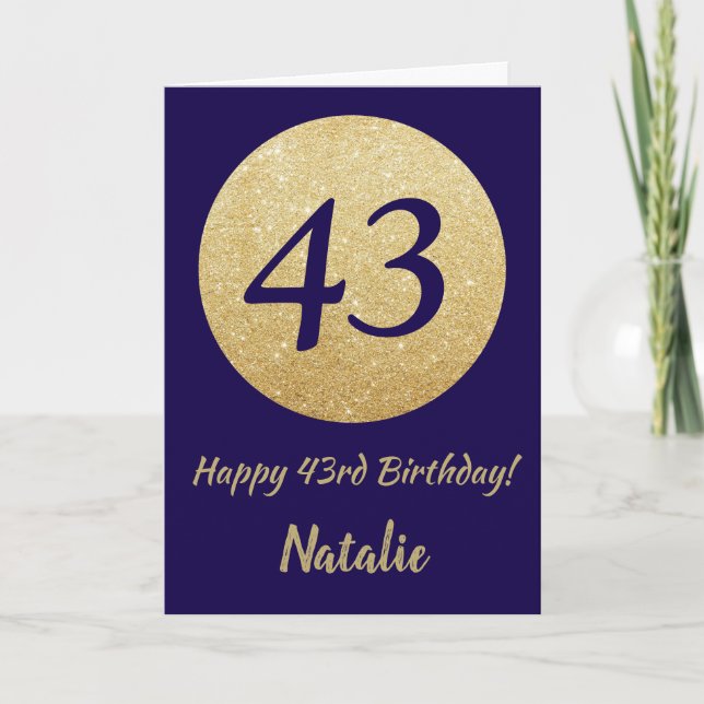 Carte Joyeux 43e anniversaire Marine Parties scintillant (Devant)
