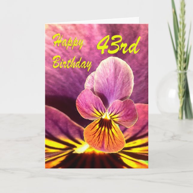 Carte Joyeux 43ème anniversaire Pansy Flower (Devant)