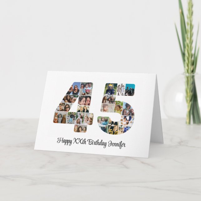 Carte Joyeux 45e anniversaire Numéro 45 Photo personnali (Devant)