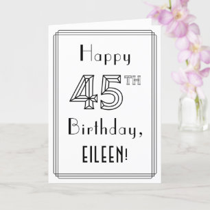 Carte Joyeux 45e anniversaire, style Art déco avec nom p