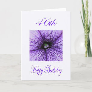 Carte Joyeux 46e anniversaire pourpre fleurs