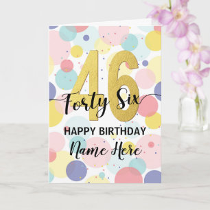 Carte Joyeux 46e Birthday Pastel Rainbow Gold Woman