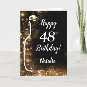 Carte Joyeux 48e anniversaire Black and Gold Parties sci