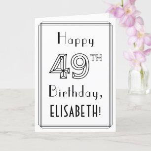 Carte Joyeux 49e anniversaire, style Art déco avec nom p