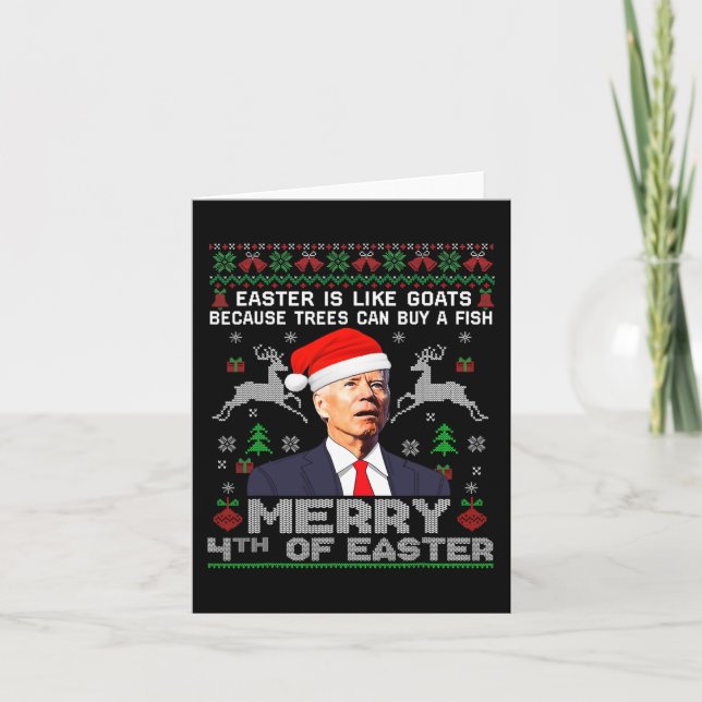 Carte Joyeux 4 e Pâques Amusants Biden Mauvais Noël Homm (Devant)