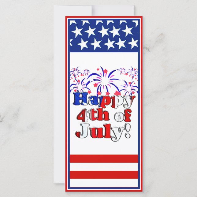 Carte Joyeux 4 juillet avec Fireworks (Devant)