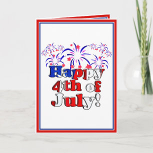 Carte Joyeux 4 juillet avec Fireworks