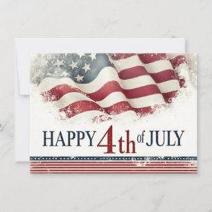 Carte Joyeux 4 juillet - Drapeau américain design vintag