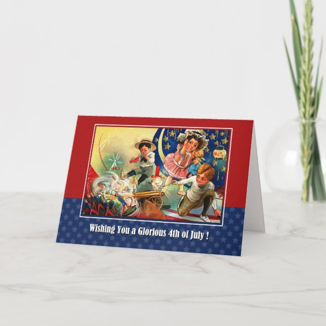 Carte Joyeux 4 juillet. Enfants vintages (Devant)