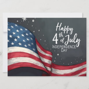 Carte Joyeux 4 juillet Illustration d'art de drapeau vin