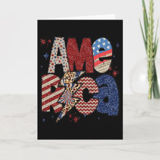 Carte Joyeux 4 juillet Léopard Usa Drapeau Américain Pat