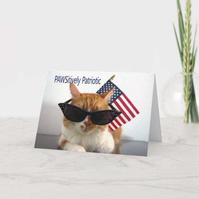 Carte Joyeux 4 juillet - PAWSitively Patriotic Cat (Devant)